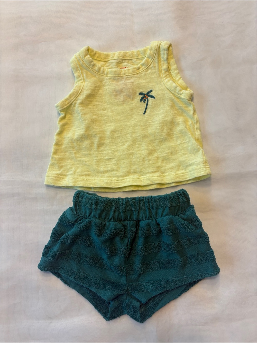 Cat & Jack Yellow Tank Top and Teal Shorts Kids Matching Set